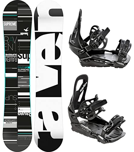RAVEN Snowboard Set: Snowboard Supr Black/Mint + Bindung s230 (148cm + s230 Black S/M)