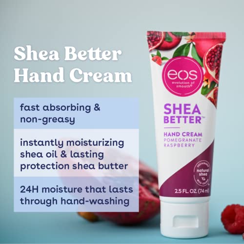 Eos Shea Better Hand Cream - Pomegranate Raspberry, Natural Shea Butter Hand Lotion And Skin Care, 24 Hour Hydration With Shea Butter & Oil, 2.5 Oz #TOP2