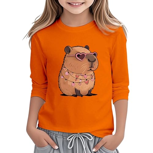 Lässige Langarm-Oberteile für Mädchen mit Capybara-Aufdruck...