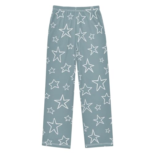 Boys' Pants Cute Stars White Doodle Long Bottoms Jogger Pants Elastic Waist Trousers with Pockets S-XL