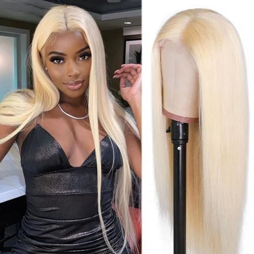 SAISIFEN 613 Lace Front Wigs Human Hair Transparent 13x4 Lace Frontal Wig Blonde Human Hair Pre Plucked with Baby Hair for Women 150% Density 16 Inch