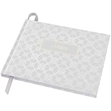 Global Printed Products Wedding Guest Book, 9"x7", White with Gold Foil
