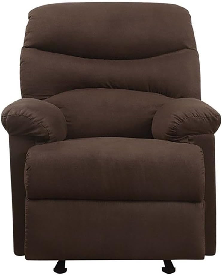 BOWERY HILL Glider Recliner, Foam Microfiber/Wood, Chocolate Finish, 40" H x 35" W x 35" D, Comfortable Seating with Easy Reclining Mechanism, Perfect for Living Room Relaxation