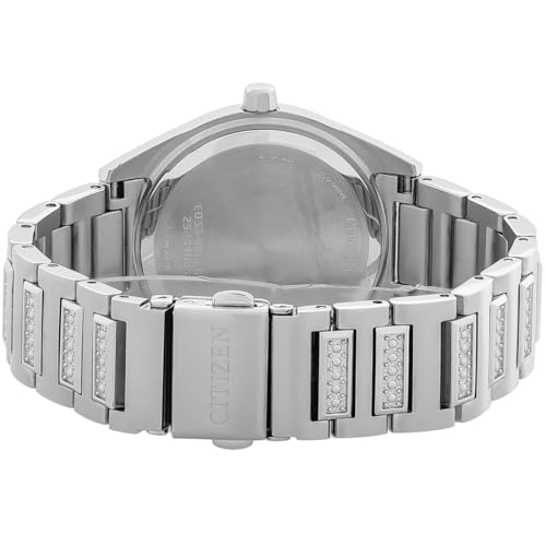 Image of Citizen Womens Eco-Drive Silhouette Crystal Stainless Steel Bracelet Analog Blue Dial Watch | 34Mm | Em1020-57L, 9 Inches, Modern, Band Color:Silver