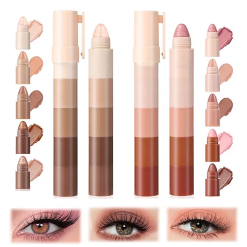 AKJAXQU 2 Piezas Lápiz de sombra de ojos con purpurina, barra de sombra de ojos resistente al agua y de larga duración, lápiz de maquillaje de ojos con brillo