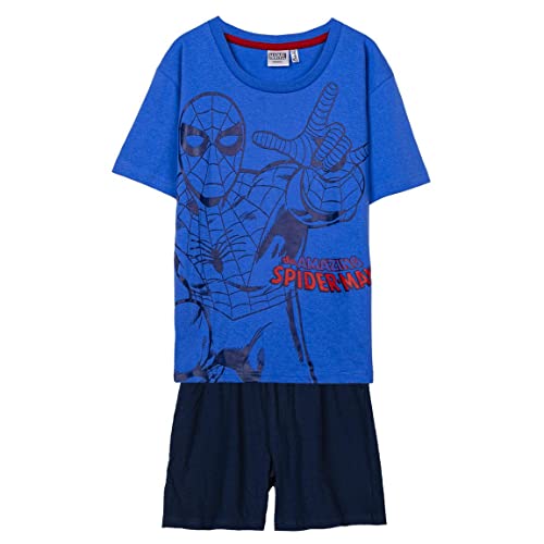 Pijama de Verano de Spiderman para Niño - Color Azul - Talla 6 Años - Pijama Corto Fabricado en Algodón 100% - Estampado de Spiderman - Producto Original Diseñado en España