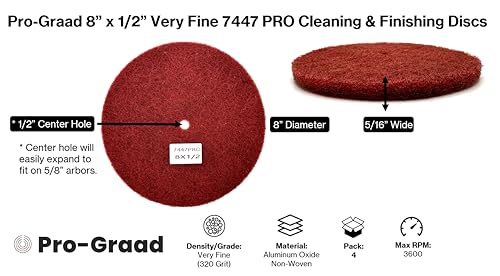 4 pack 8 x 12 very fine 7447 pro non-woven buffing blending cleaning light deburring amp finishing discs pack of 4