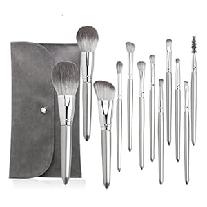 12pcs Silver Makeup Brushes Set Cosmetic Powder Foundation Blusher Eyeshadow Lip Brush Professional Beauty Make Up Tools