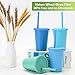 Mfacoy 4 Pack Wheat Straw Cups with Lid and Straws, 10 oz Unbreakable Kids Cup, Reusable Drinking Cups, Small Water Cup, Colourful Tumbler Cups for Kitchen, BPA Free, Dishwasher & Microwave Safe