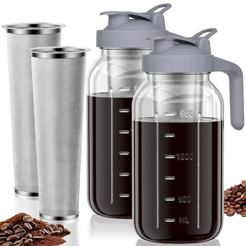JunVpic Cold Brew Coffee Maker 64 oz Glass Mason Jar Pitcher