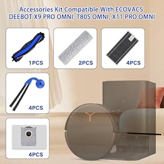 Spofan Accessori di Ricambio Compatibili con ECOVACS DEEBOT X9 PRO OMNI, T80S OMNI Robot Aspirapolvere, 1 Spazzola Principale, 4 Filtri, 4 Spazzole Laterali, 2 Panni Roller, 4 Sacchetti Antibatterici