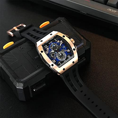 Image of Tsar Bomba Mens Watches Quartz Wristwatch for Men Waterproof 50M Analog Luxury Tonneau Chronograph Calendar Date Men's Dress Business Work Watch Gift for Men