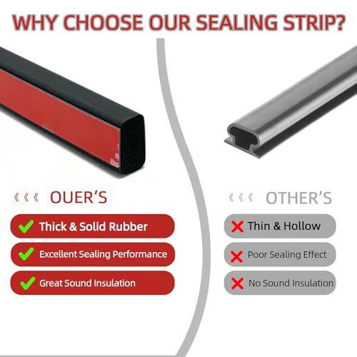 Image of Weather Stripping Seal Strip for Doors /Windows 13Feet, Self-Adhesive Soundproofing Rubber Weatherstrip Gap Blocker, Black