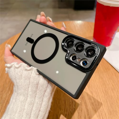 Coque S23 Plus transparente et magnétique en acrylique haut de gamme finition noire