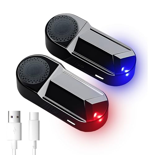 JinRui-T 2 luces LED falsas de alarma de coche con energía solar, simulación de advertencia simulada, antirrobo, luz LED intermitente, luz de seguridad para coche, medidas antirrobo con puerto USB