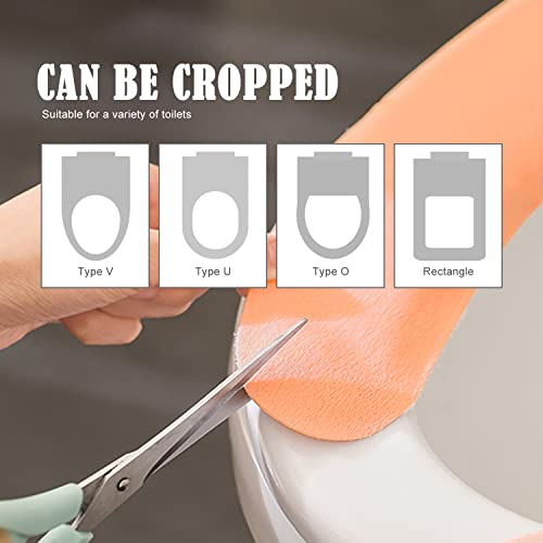 Friendjia 4 Paar weiche Toilettensitz-Aufkleber, tragbar, waschbar, wiederverwendbar – Marineblau, Bohne, Cyan, Grün, Orange – Bild 4