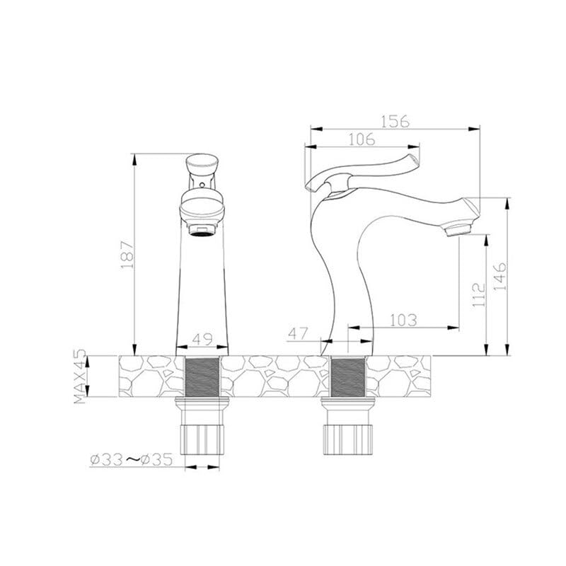 Mitigeur de lavabo MESKEL noir mat à commande eau chaude et froide fluide - 3