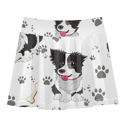 Black White Dogs Poses Paw Athletic Shorts Girls Skorts Toddler Tennis Skirts Dance Flowy Skirt 3t
