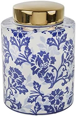 Sagebrook Home13457-01 Ceramic Jar, 7.75" x 7.75" x 11", Blue/White