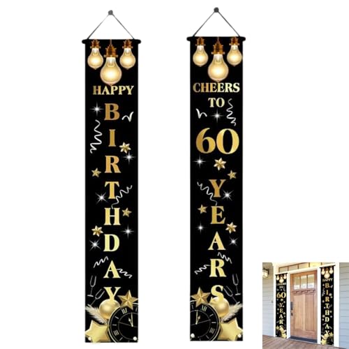 Banner de Puerta para 60 Cumpleaños,Decoración para Puerta de Cumpleaños Número 60,Decoración de Fiesta de Cumpleaños para Mujeres y Hombres para Decoración de Interiores y Exteriores