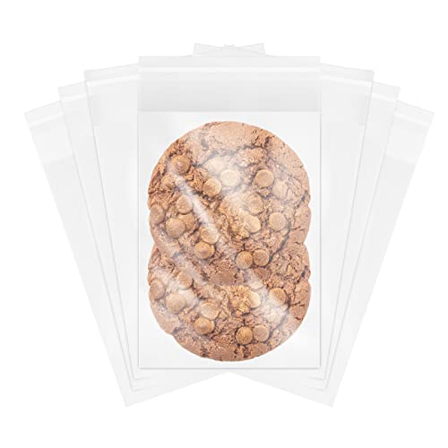 MoloTAR || 200 Pcs 5''x 7'' Clear Resealable Cello/Cellophane Good for Bakery,Adhesive Treat, Candle, Soap, Cookie Poly Bags