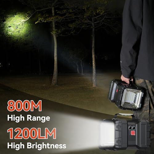 AlpsWolf Super Bright Searchlight, High Lumen Flashlight with 10000mAh Rechargeable Battery, 45 LED Beads, for Outdoor Survival, Automotive Equipment, Power Failure Emergency