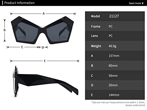 AMFG Cat Eye Big Frame Sunglasses Men and Women Retro Street Shooting Sunglasses Outdoor Sunshade Decorative Glasses (Color : C, Size : Medium)3