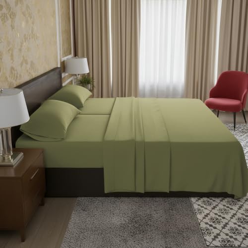 Image of Elegant Comfort Luxury Quality Microfiber 5-Piece 1500 Premium Hotel Sheet Set-Wrinkle Resistant, All Around Elastic Fitted Sheet, Deep Pocket up to 16 inch, Split King, Sage /Green
