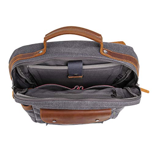 TSD Brand Valley Hill Canvas Backpack (Grey)4