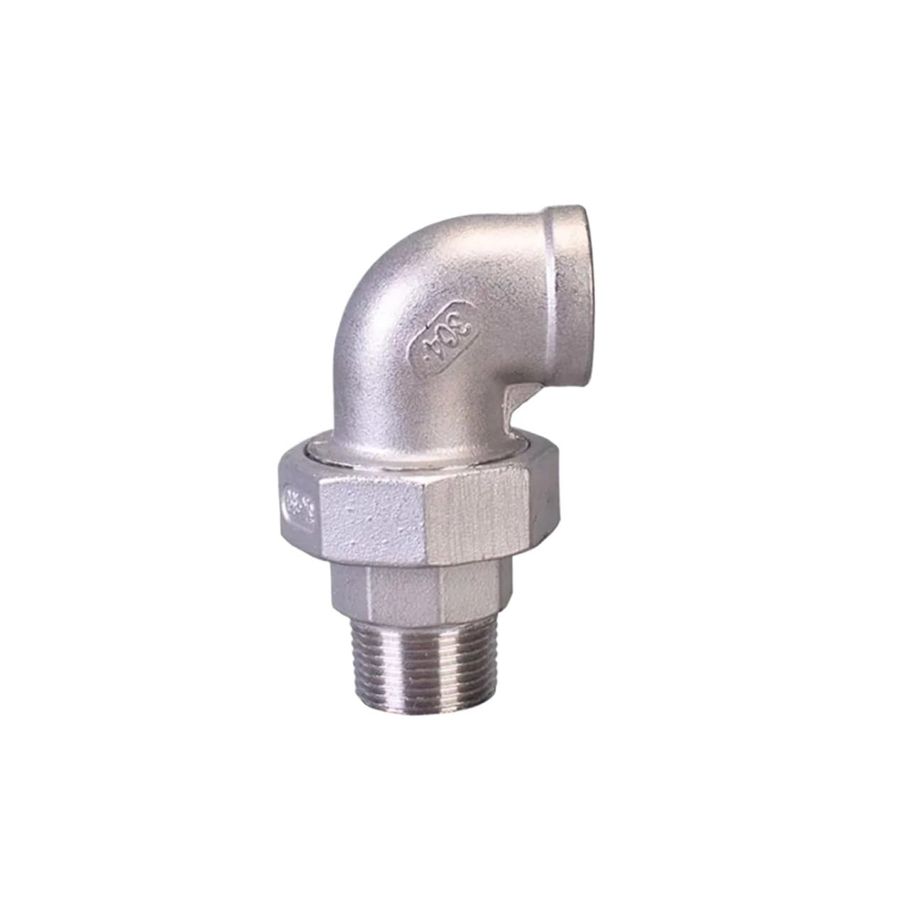 Conector de tubo de codo de 90 grados, acero inoxidable 304, rosca macho a hembra, para tubos de 0.25 a 1 a 0.5 pulgadas, conector de unión duradero (DN62 de 2.5 pulgadas)