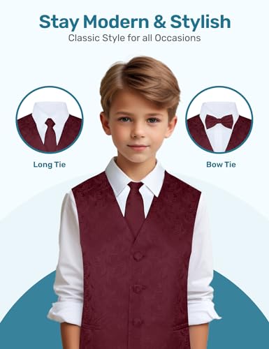 S.H. Churchill & Co. Boys 4 Piece Formal Paisley Vest and Tie Set2
