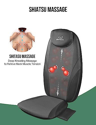Image of Snailax Back Massager with Heat, Gifts for Men, Women, Electric Deep Tissue Kneading Full Body Massage Chair for Back Pain, Home, Office Use, App Control