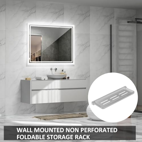 Étagère murale pliable de douche pour flacons et serviettes invités