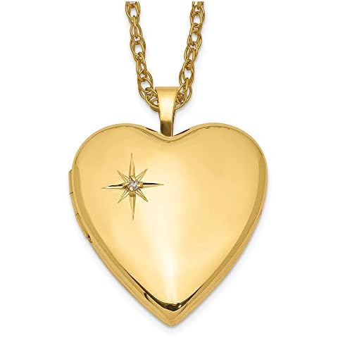 1/20 Gold Filled 20mm Diamond Star Heart Locket Chain Necklace Pendant Charm Fashion Jewellery For Women Gifts For Her Cover