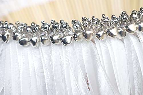 Kingsnow 100 Pieces Lace Wedding Ribbon Wands With Triple Ribbon And Silver Bell Wand Silk Fairy Stick Wand Streamers Party Ribbon Sticks Magic Fairy Wands For Wedding Bridal Shower Photo Prop Send Off Party Activities Holiday Celebration Favors #TOP2