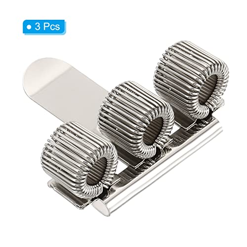 Clips de support pour stylo avec boucle triple ressort métallique argenté