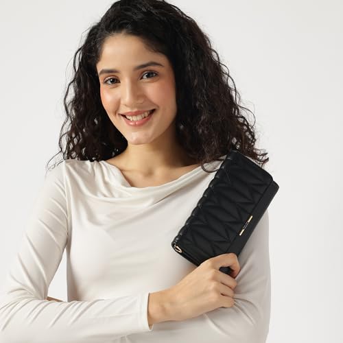 Image of Fastrack Zenith Women's Quilted Clutch | Detachable Chain, Card & Cash Slots, Magnetic Flap | Evening Clutch