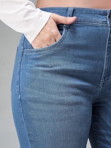 Image of Miss Chase A+ Women's Wide-Leg Mid Rise Regular Length Blast Effect Denim Jeans