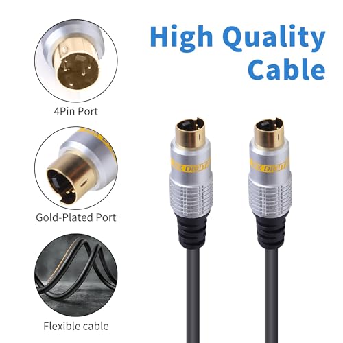 Image of MX 4-Pin Mini DIN S-Video Cable - 20m (65.6 ft) Male-to-Male, Gold-Plated Connector for Home Theater, DVD, TV, VCR, DVR, and PVR Systems