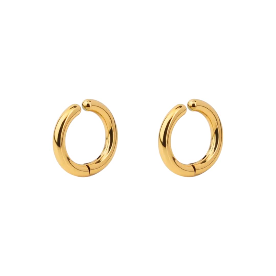 Stainless Steel Non Piercing Gold Plated Hoop Earrings For Men and Boys | Accessories Jewellery Gold-Plated Ear Studs Fashion Accessories