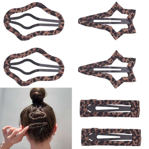 6Pcs Snap Hair Clips for Women – Leopard Print Hair Barrettes, Fashion Animal Print Hair Accessories for Thick and Thin Hair, Durable Non-Slip Hair Clips for Daily Styling and Special Occasions