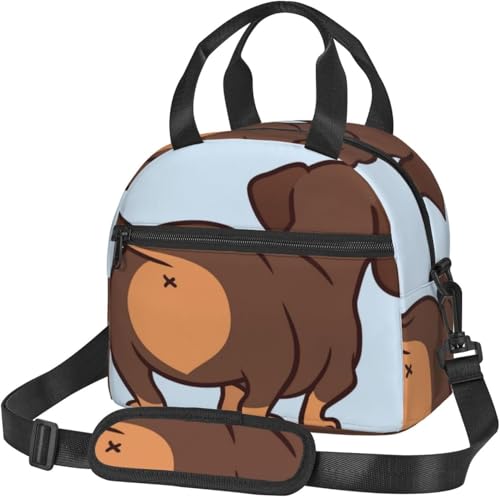 保冷バッグ 大容量 ランチバッグ かわいいダックスフントの犬 食品収納 保温バッグ 通勤 ファスナー付き 手提げ 保冷ランチバッグ ソフトクーラー