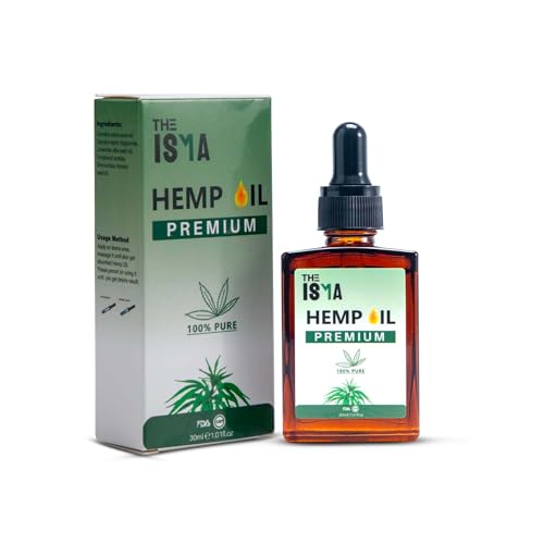 THE ISMA Premium Hemp Oil ml | 100% Pure Natural Hemp Seed Oil Carrier Oil for Skin, Face, Hair, Nails & Body | Lightweight Moisturising Hemp Oil for Massage, Skincare & Beauty Routine
