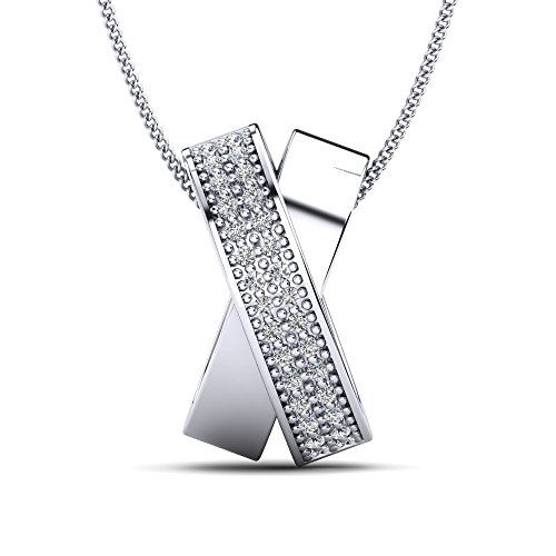 Preisvergleich Produktbild Moncoeur Kettenahänger-Silber Cyclamen mit Zirkonia Steinen besetztes Band - hergestellt aus echtem Silber 925 - Halskette Damen Silber + Inklusive Silber Kette und Luxusetui