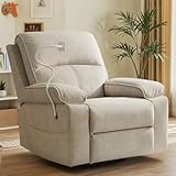 YuuYee Nursing Chair Rocker Recliner with Flexible Phone Holder, Swivel Glider Rocking Chair for Nursery and Living Room, Beige