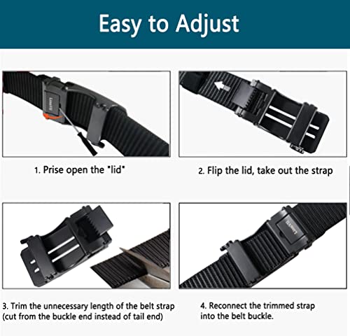 Image of LionVII Men's Belt,Ratchet Belt for Men Casual, Nylon Jeans Belt with Click Buckle, Breathable Fabric Waist Strap Easy Adjustable Trim to Fit 28-49 inch Waist