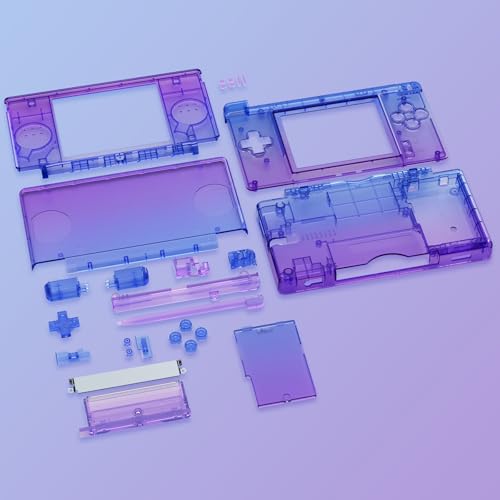 Image of eXtremeRate Gradient Translucent Bluebell Replacement Full Housing Shell for Nintendo DS Lite, Custom Handheld Console Case Cover with Buttons, Screen Lens for Nintendo DS Lite NDSL - Console Without