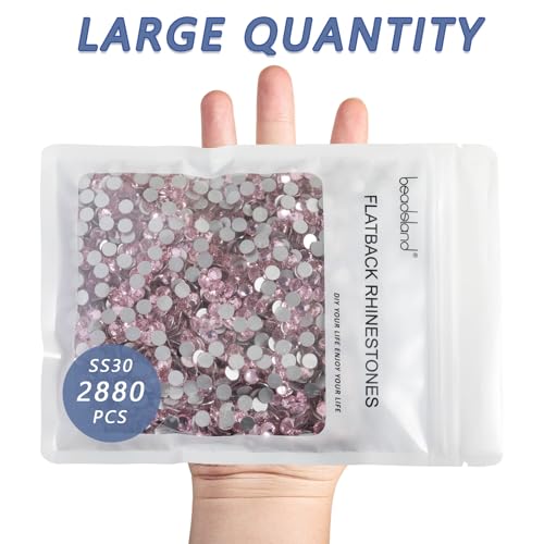 Image of Beadsland Flat Back Crystal Rhinestones Bulk,Light Pink, SS30, 2880pcs