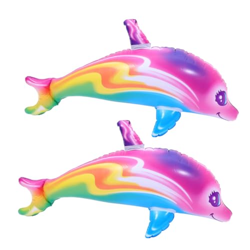 HANABASS 2 Pçs Arco-Íris Golfinho Inflável Piscina Brinquedos Inflável Animal Aquático Tubarão Grand