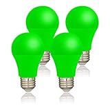 U4GLORY LED Green Color Light Bulb - 9W(60W Equivalent) Color Bulbs, A19 Green LED Bulbs with E26 Base Perfect for Porch, Christmas, Indoor, Outdoor, Party Decoration, Home Lighting, 4 Pack